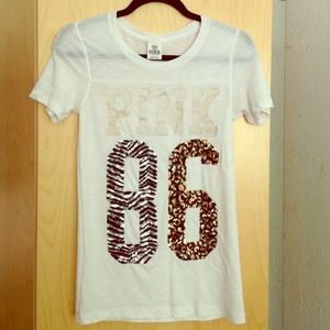 PINK Victorias Secret leopard & zebra sequins top