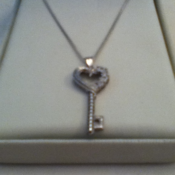 Sterling Silver Heart Key Necklace