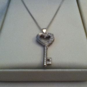 Sterling Silver Heart Key Necklace