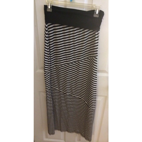 Black and white striped maxi skirt