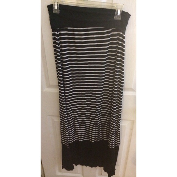 Black and white striped maxi skirt