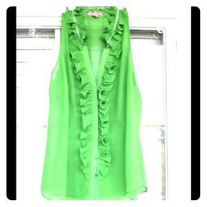 EUC Lilly Pulitzer Sheer Green Sleeveless Blouse