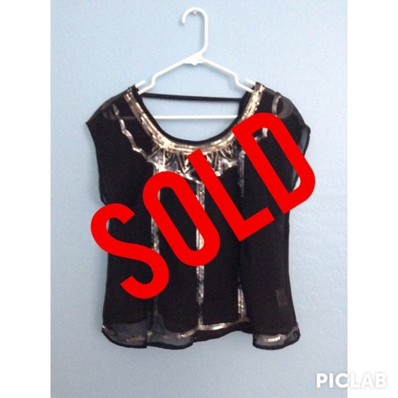 SOLD Sequin black top