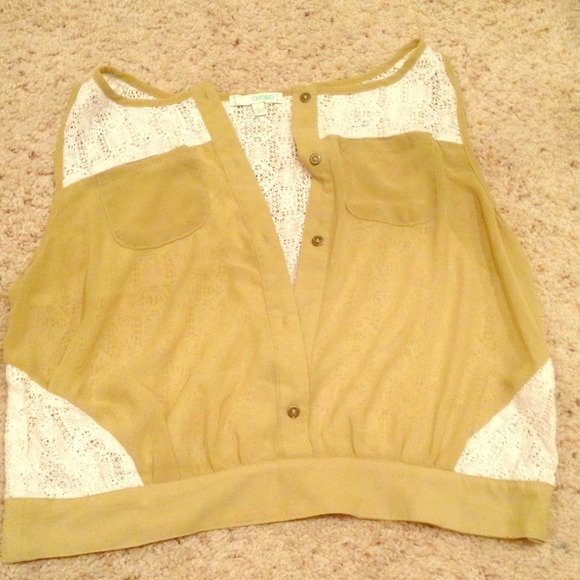 Lime Green &' White Lace crop top