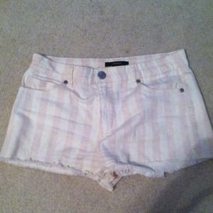 Striped denim shorts