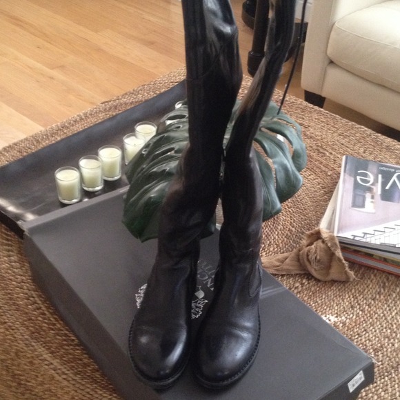 Vince Camuto black leather over the knee boots