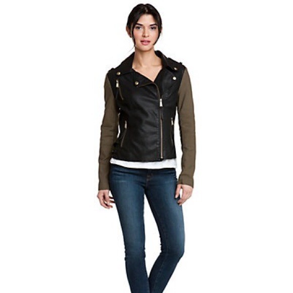 Black & Olive Moto Jacket