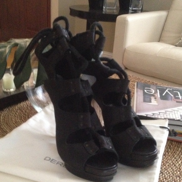 Derek Lam lace up sandals black leather