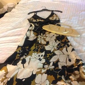 Romantic satin print dress with ruffled flair