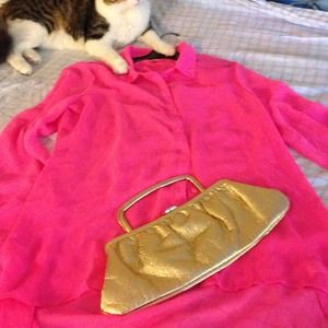 Neon Pink sheer shirt Sold at Garage sale