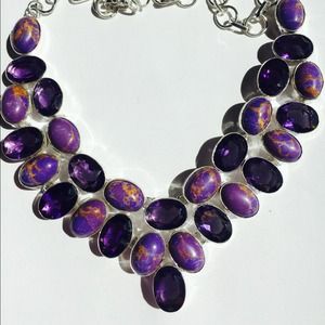 Purple Turquoise & Amethyst 925 Sterling Silver