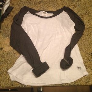 VS Pink Grey and White Baseball T