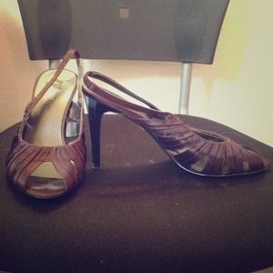 Brown Nine West sling backs
