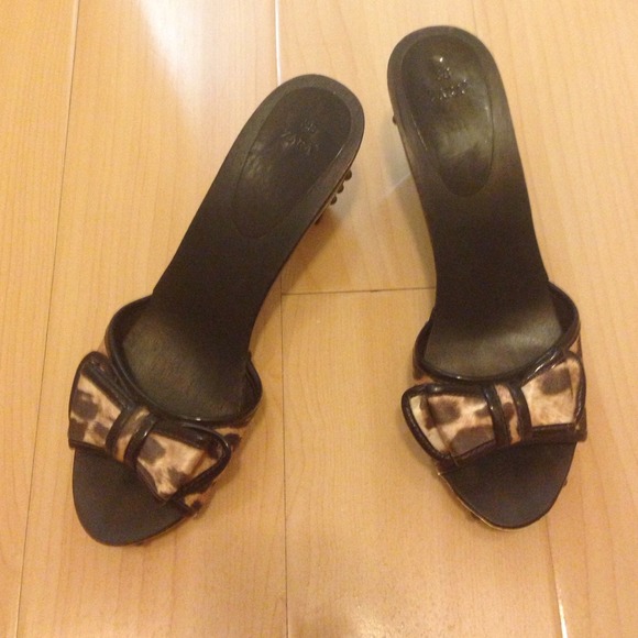 ZARA Leopard Wood Sandals.