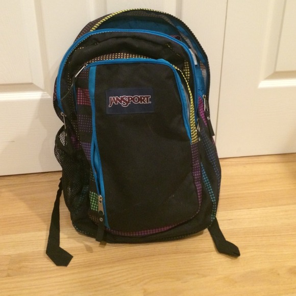 black and colorful jansport backpack