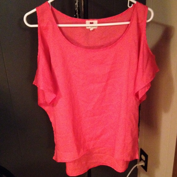 Peach "cold shoulder" top