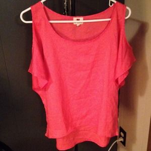 Peach "cold shoulder" top
