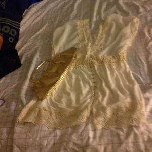 Sheer Cream colored shirt with oodles of lace