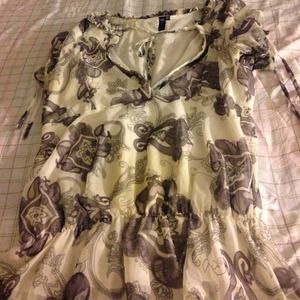 Sheer gray and cream shirt Sold on EBay