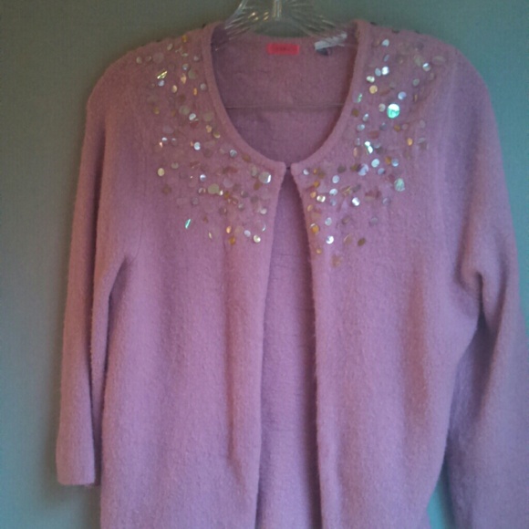 Lux pale pink sequined spring sparkle cardigan