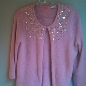 Lux pale pink sequined spring sparkle cardigan