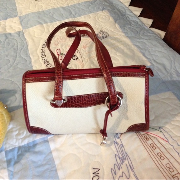 Brighton red and white leather handbag