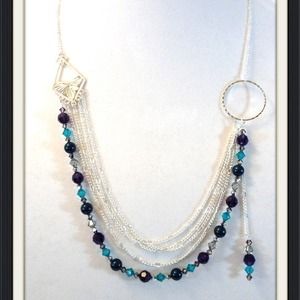 Purple and blue Swarovski necklace - multistrand