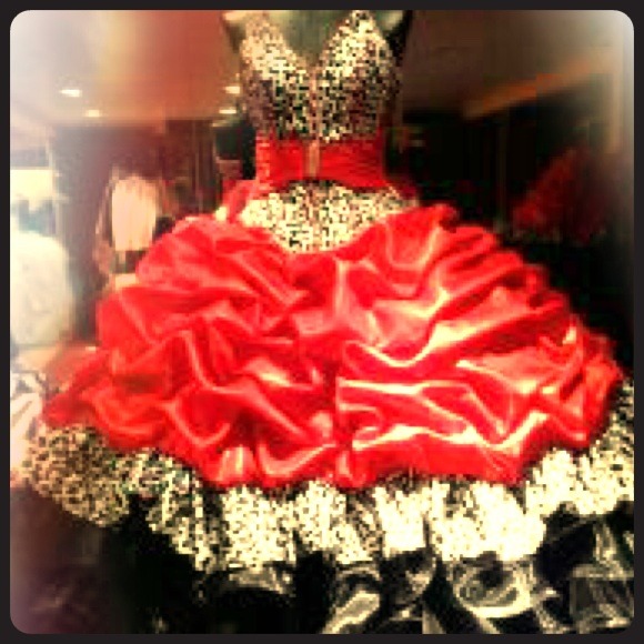 Red/Leopard Quincenera Dress