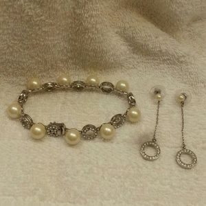 Silver Pearl and Diamond Set