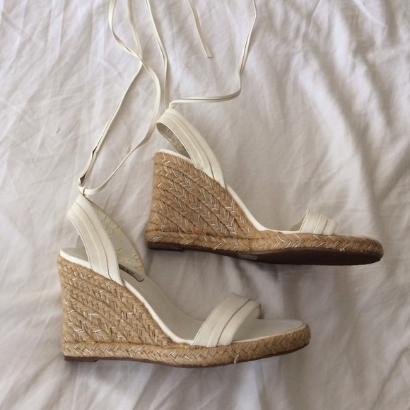 Bebe White Tie up Strap Sandals