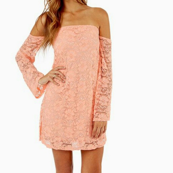 Off Shoulder Peach Dress
