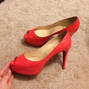 Christian Louboutin Coral Peep Toe Pumps