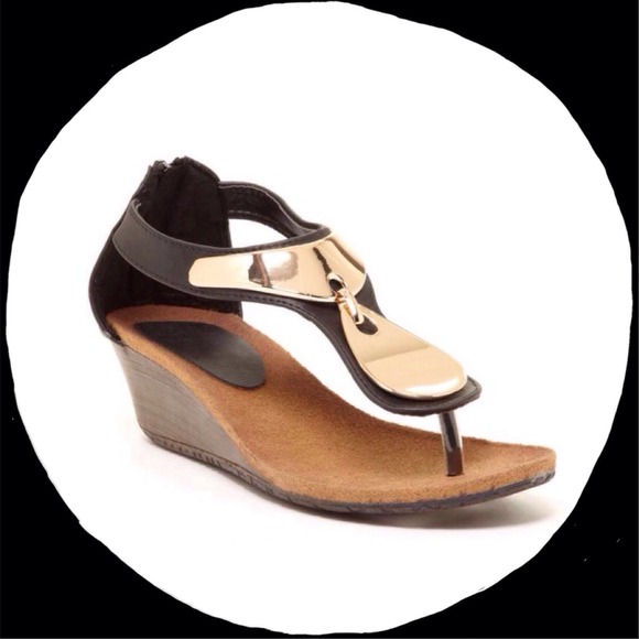 Shoes - black and gold/ tan and gold sandal bundle