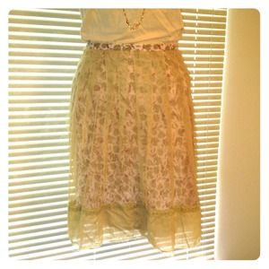 Pink + sheer beige skirt NWOT