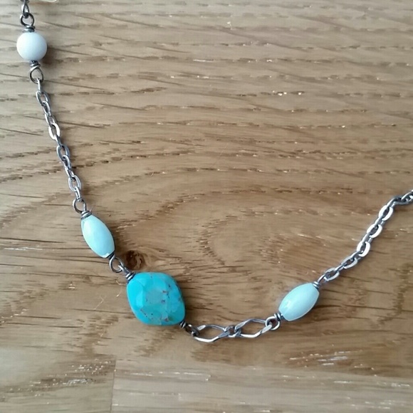 ❌SOLD❌Silver Necklace with Turquoise Beads - Picture 2 of 4