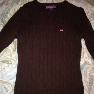 Vineyard Vines brown cable knit sweater