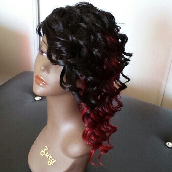 Burgundy and black wig