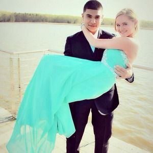 Teal/ light blue prom dress