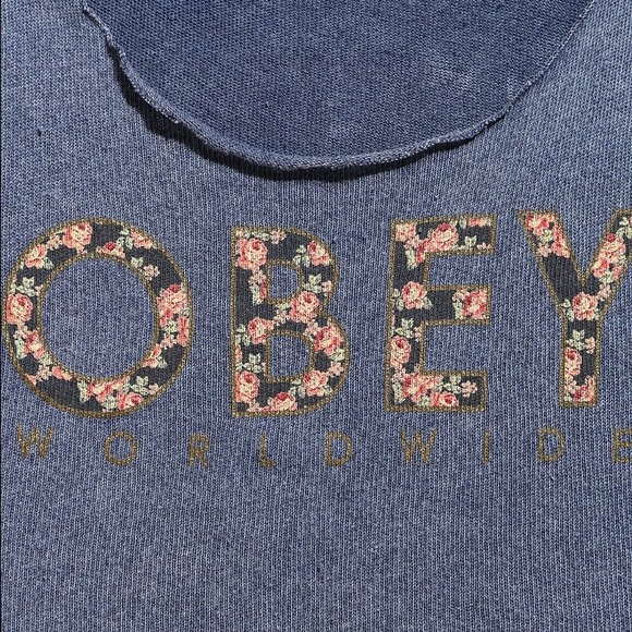 🔰SOLD🔰 OBEY Floral Flowers Raw Edge Tank Top - Picture 4 of 4