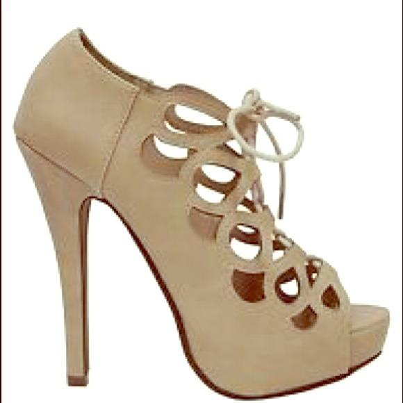Lace up nude heels