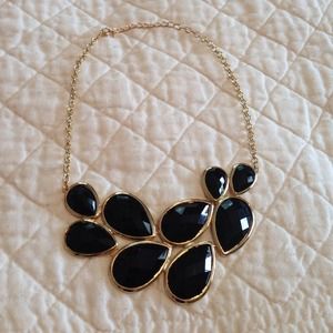Teardrop Statement Necklace (Black/Gold)