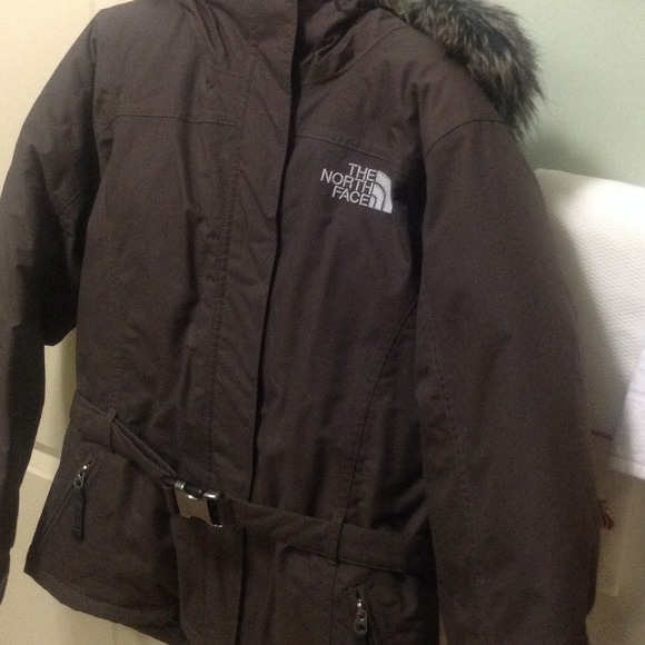 Dark brown north face jacket waterproof