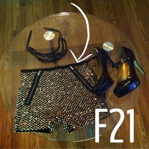 🎈REDUCED!🎈F21 High Waisted Sequin Shorts BNWT