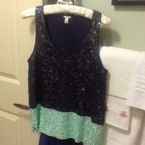 Sequin j crew top
