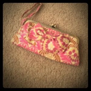 Damask vintage inspired wristlet handbag