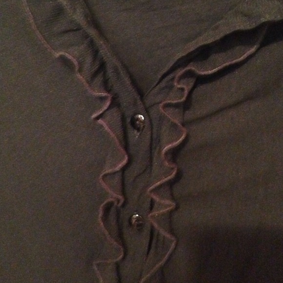 Black Button Top With Ruffles - Picture 3 of 4