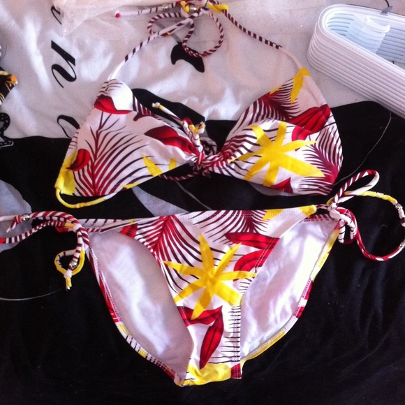 Red and yellow bathing suit