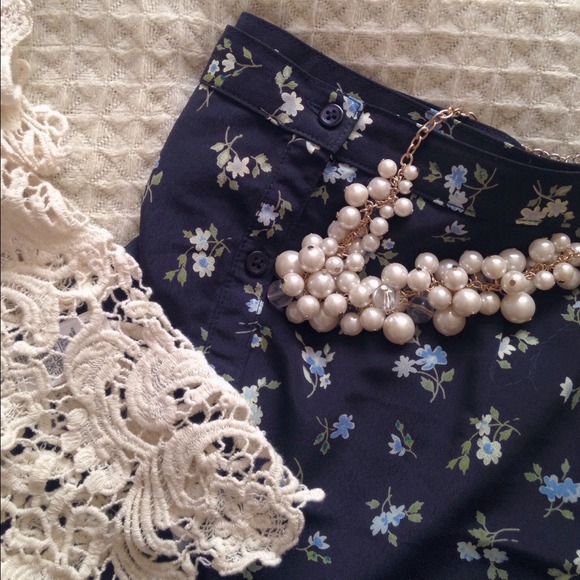 Gap Vintage Blue Button Up Floral Maxi Skirt