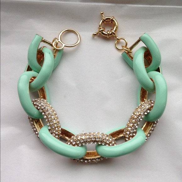 Jewelry - Mint/Pave Link Bracelet