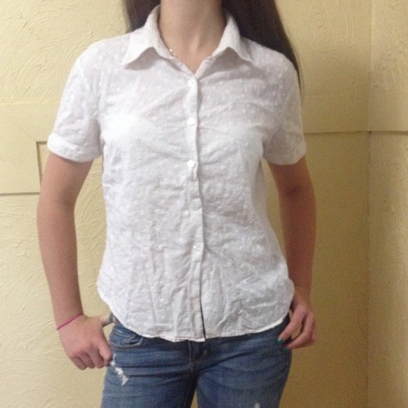Floral eyelet summer button up